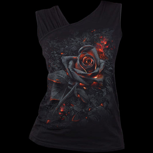 Burnt Rose "Gathered Shoulder Slant" Vest Tank - Mainstay Entertainment