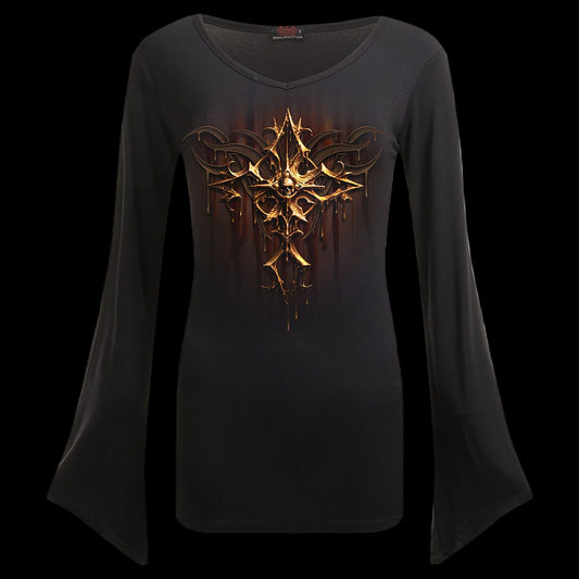 Dripping Gold "V Neck Goth Sleeve" Long Sleeve Shirt - Mainstay Entertainment