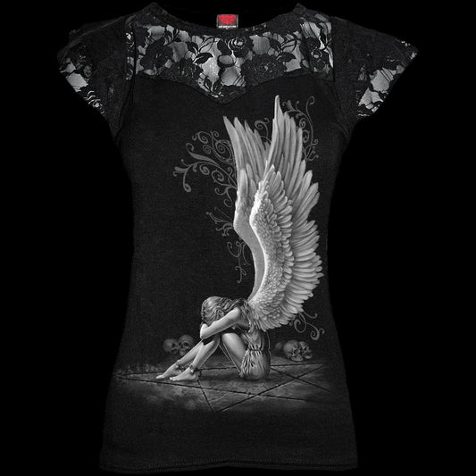 Enslaved Angel "Lace Layered Cap Sleeve" Shirt - Mainstay Entertainment