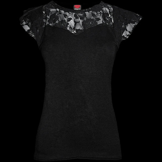 Gothic Elegance "Lace Layered Cap Sleeve" Shirt