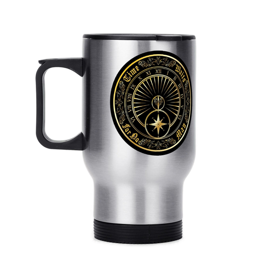 Time Waits For No Man "Sundial Logo" 14 oz. Travel Mug