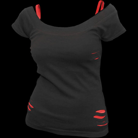 Urban Fashion "2-in-1 Red Ripped" Shirt - Mainstay Entertainment