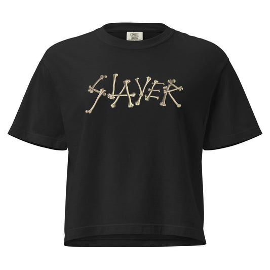 Slayer "Bone Logo" Mineral Wash Women's Crop Top