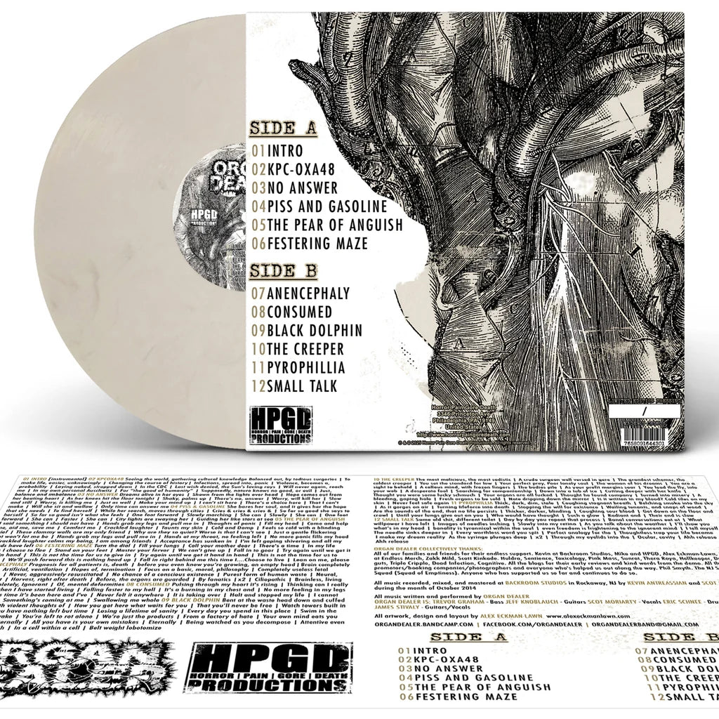 Organ Dealer "Visceral Infection" Vinyl (White w/Black Marble) (LTD to 77) Horror Pain Gore Death Productions Shop
