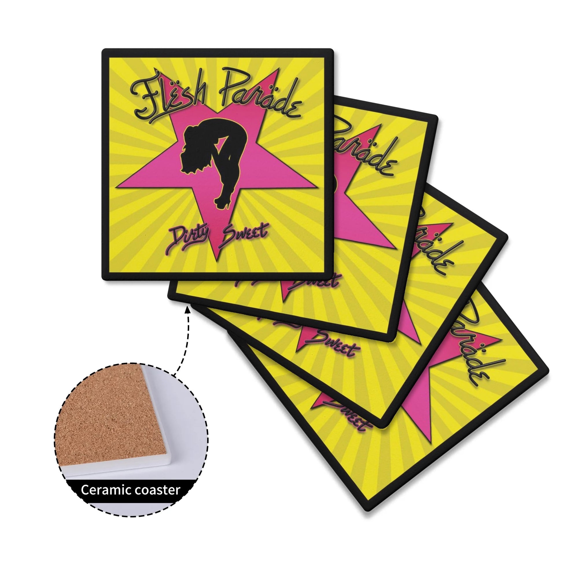 Flesh Parade "Dirty Sweet" Ceramic Coasters
