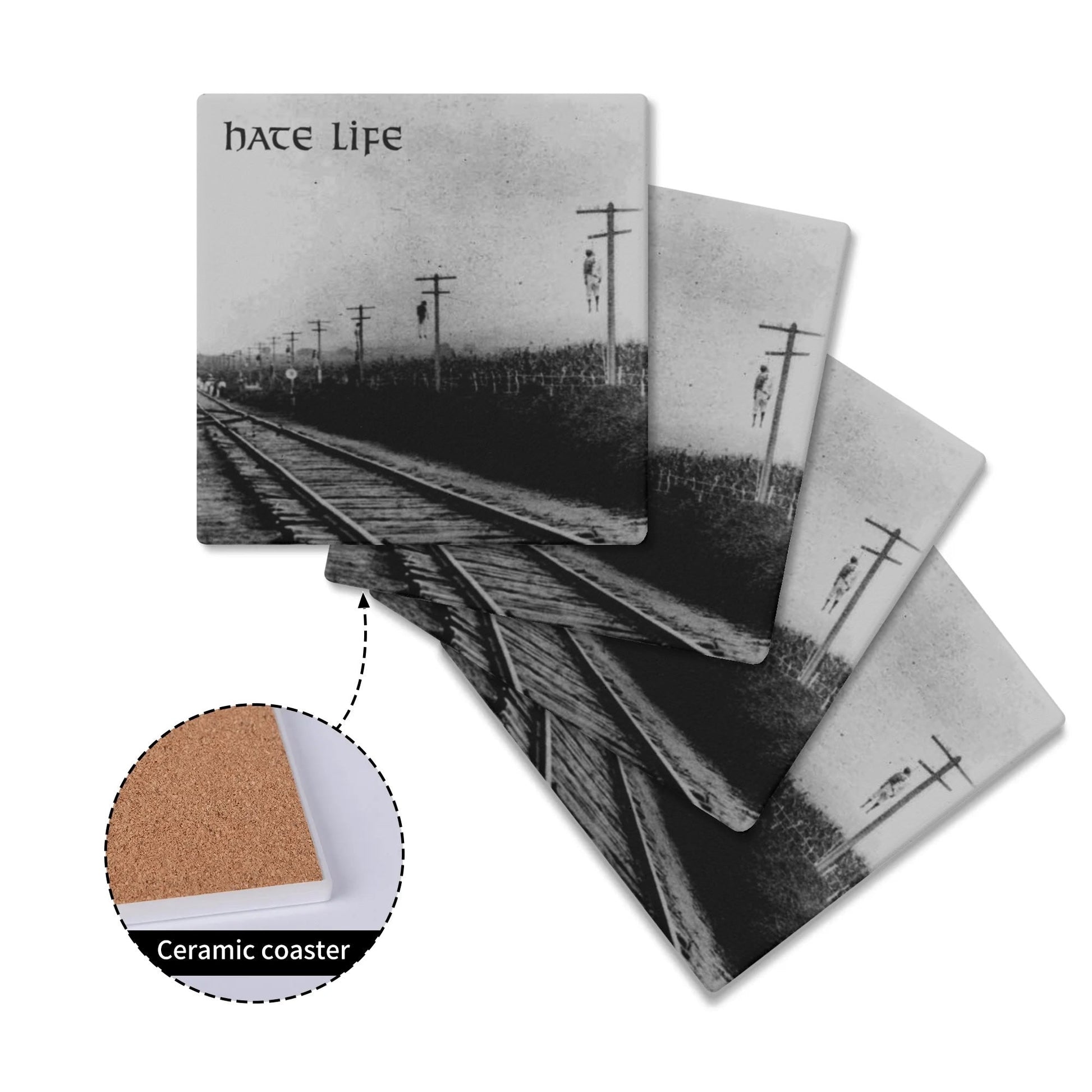 Flesh Parade "Hate Life" Ceramic Coasters