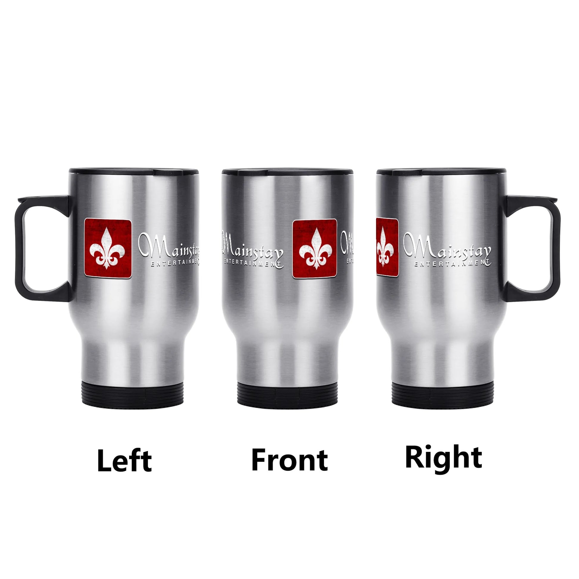 Mainstay Entertainment "Fleur de Lis Logo" 14 oz. Travel Mug