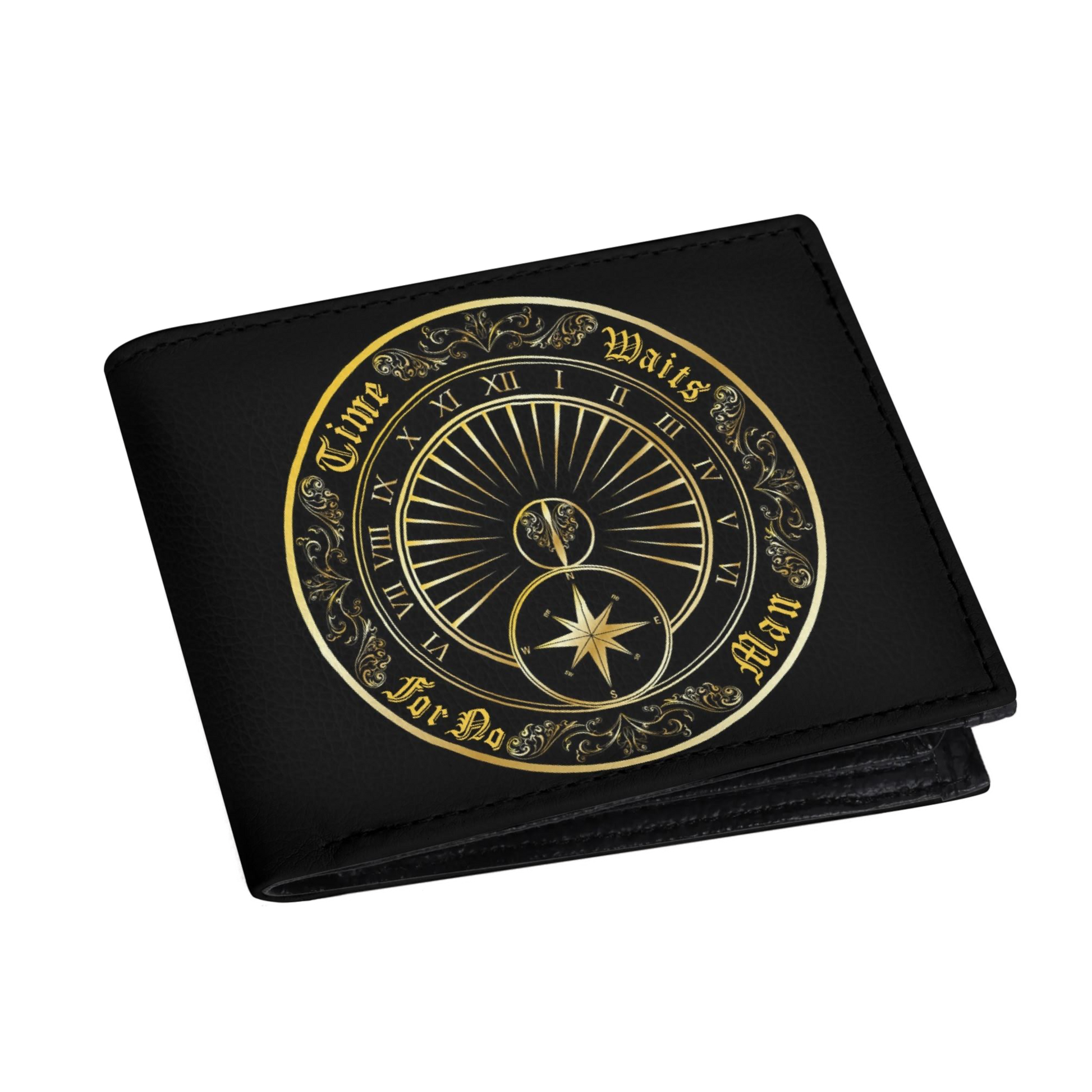 Time Waits For No Man "Sundial" PU Leather Folded Wallet