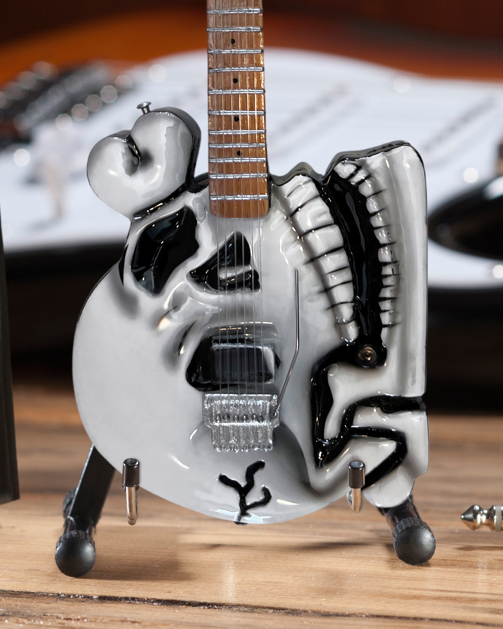 Poison "B.C. Rich® Official - C.C. DeVille Skull" Licensed Mini Guitar