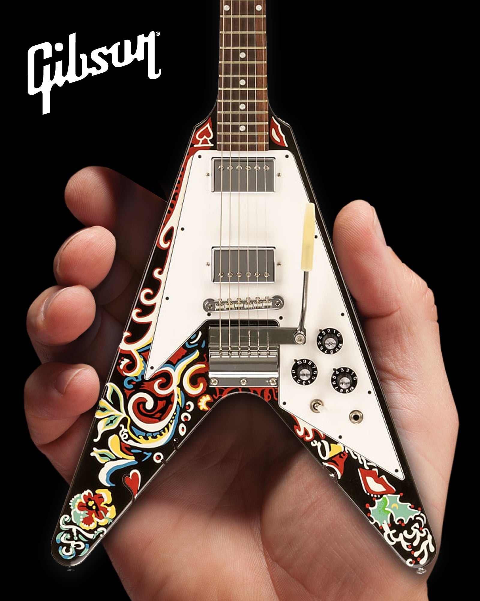 Jimi Hendrix™ "Gibson Psychedelic Flying V" Licensed Mini Guitar