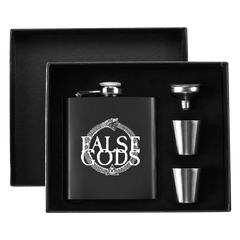 False Gods "Snake Logo" 7oz. Hip Flask Black Stainless Steel Set