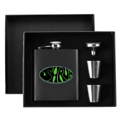 SHRÜM "Logo" 7oz. Hip Flask Black Stainless Steel Set