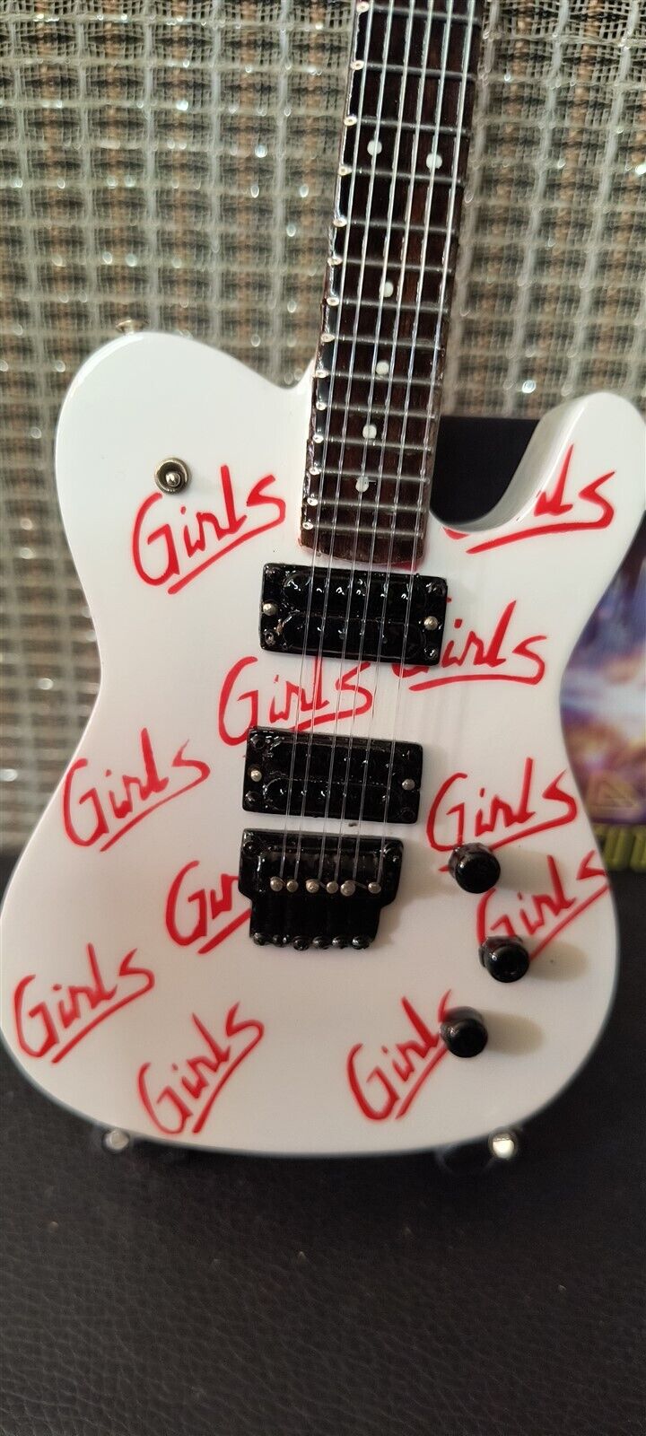 Mötley Crüe "Mick Mars - Girls, Girls, Girls" White Licensed Mini Guitar