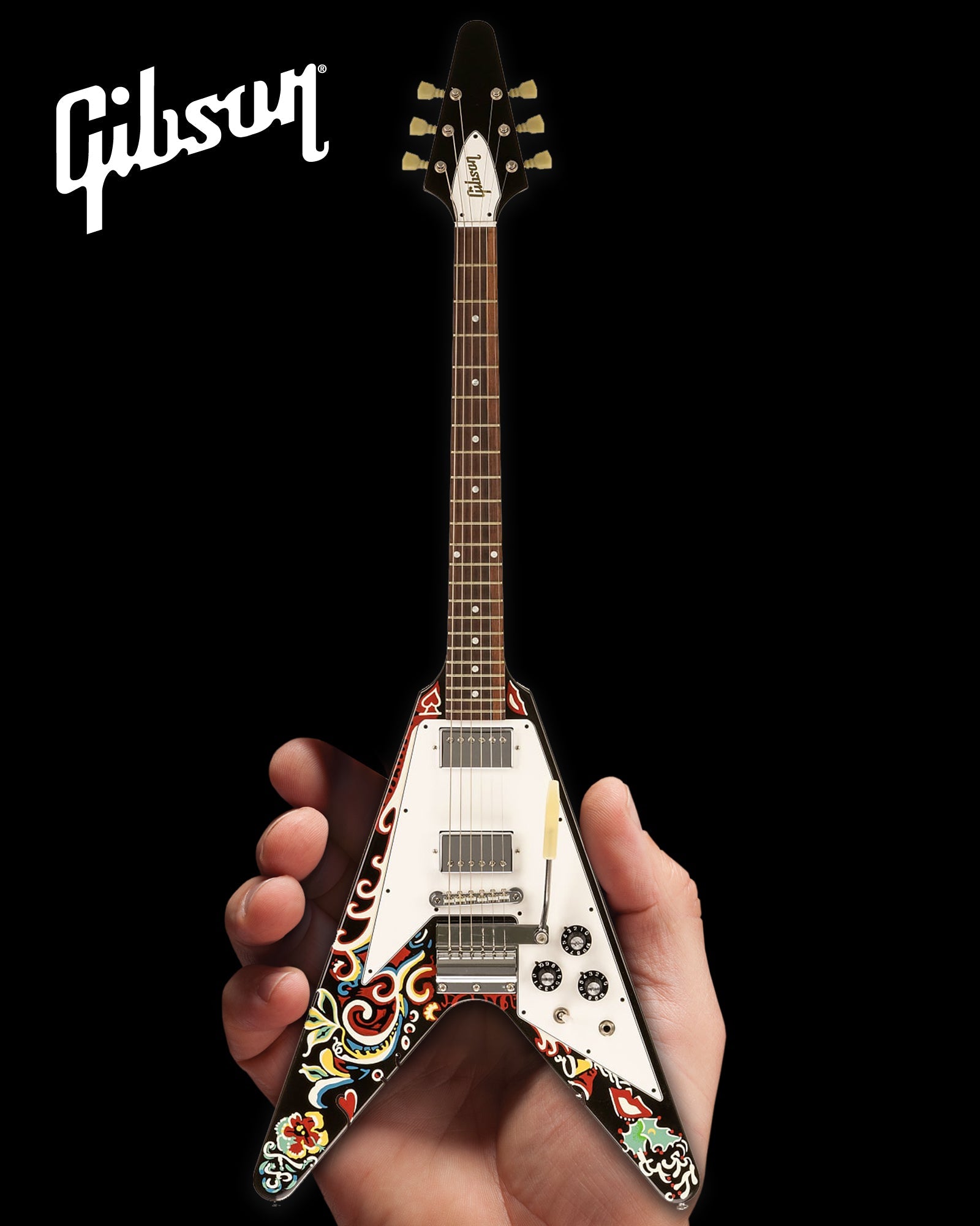 Jimi Hendrix™ "Gibson Psychedelic Flying V" Licensed Mini Guitar