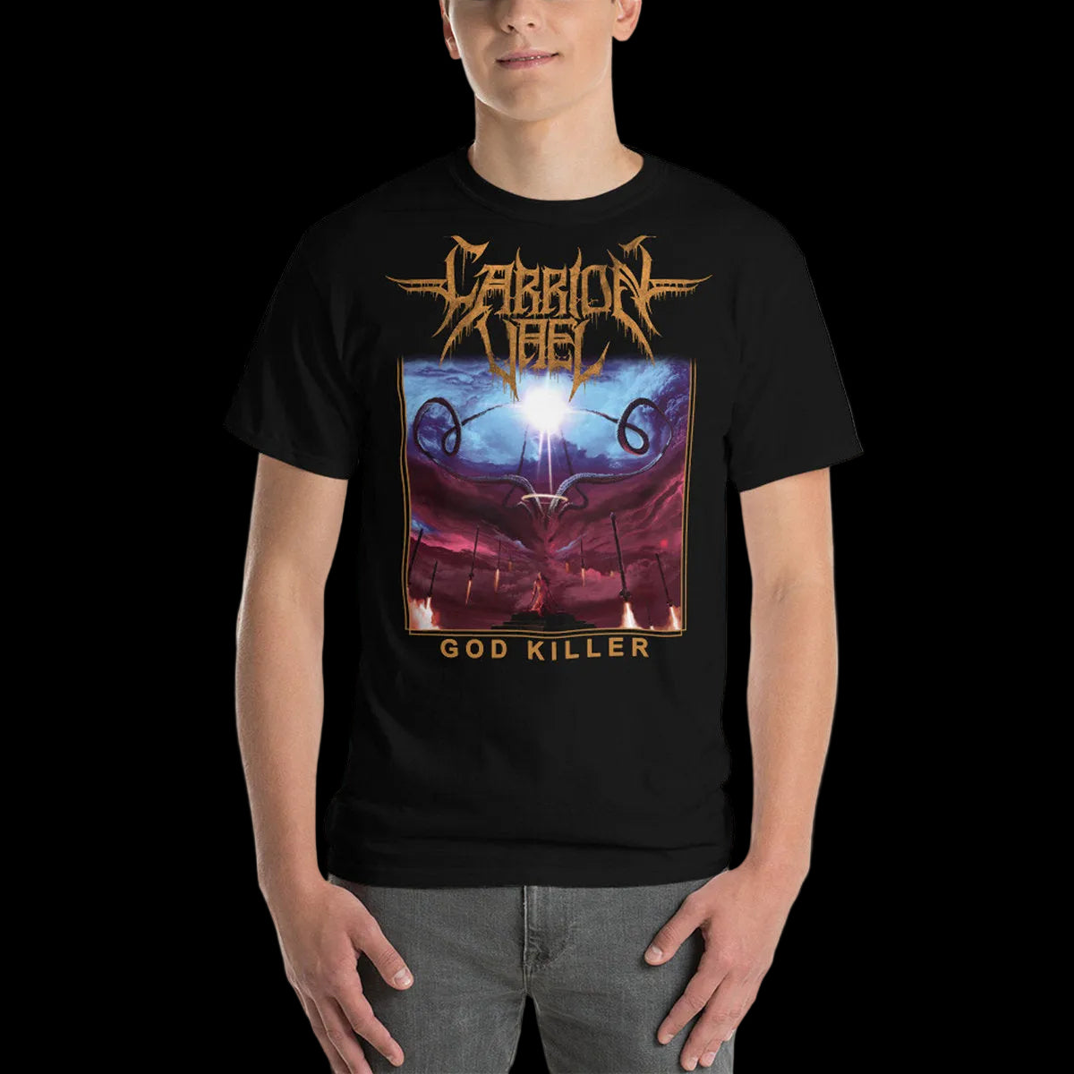 CARRION VAEL - God Killer T-Shirt Horror Pain Gore Death Productions Shop