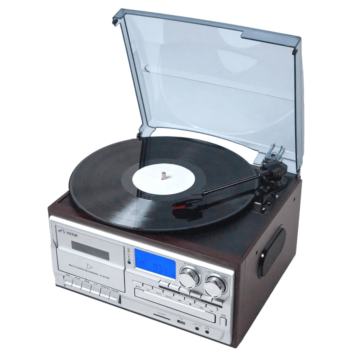 Victor Cosmopolitan 8-in-1 Turntable Music Center Espresso - Refurbished Jupiter Gear Home
