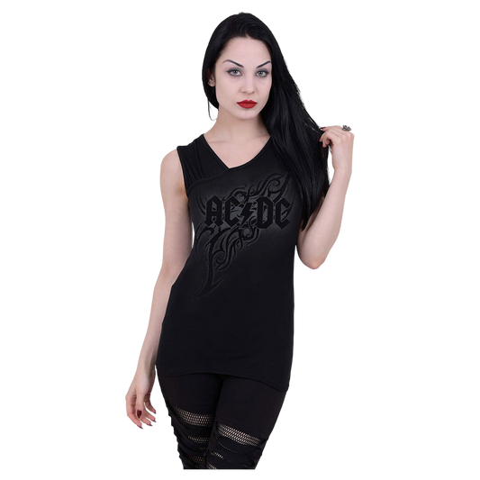 AC/DC "Tribal" Gathered Shoulder Slant Tank - Mainstay Entertainment