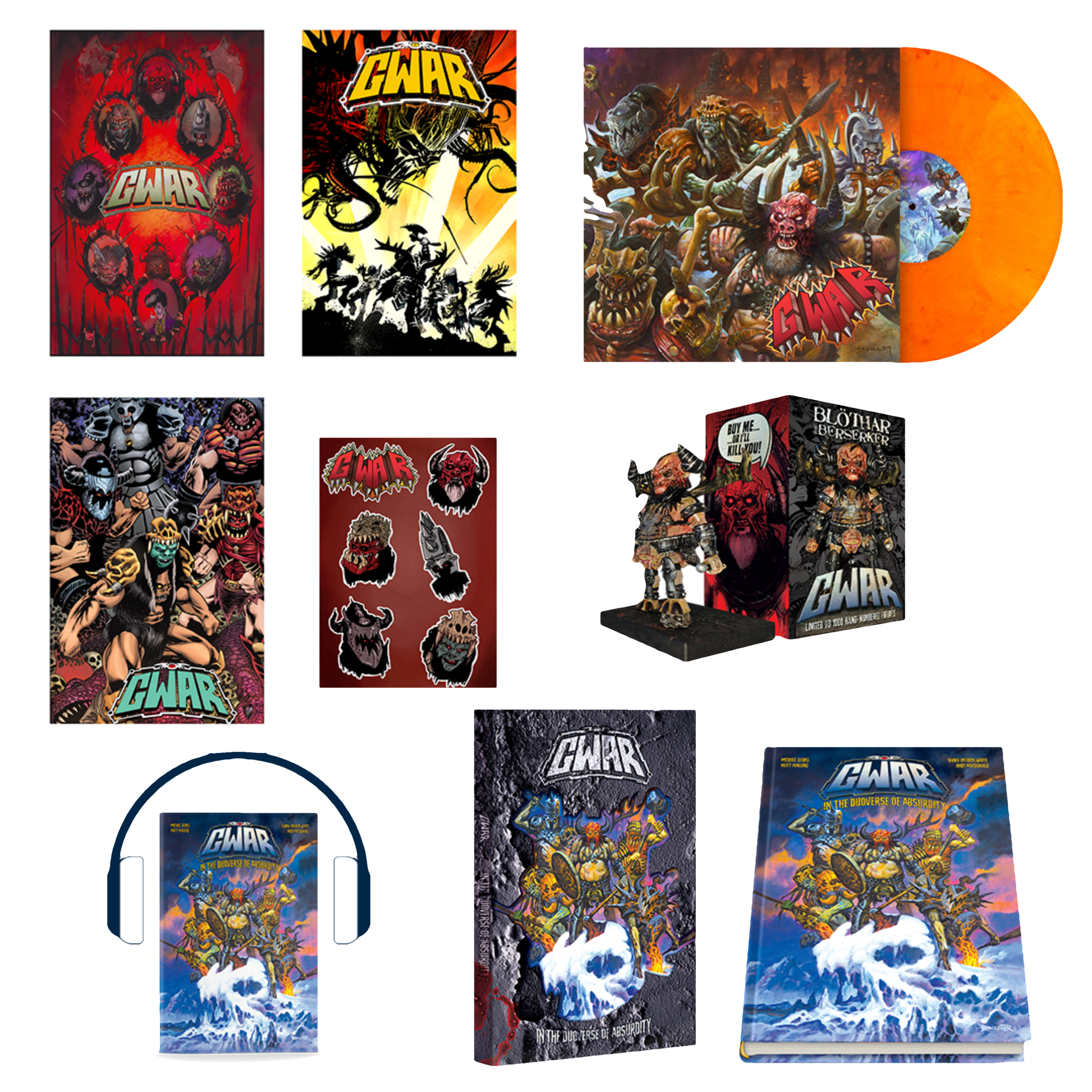 GWAR "In The Duoverse of Absurdity (SIGNED)" Super Deluxe Hard Cover Book Bundle