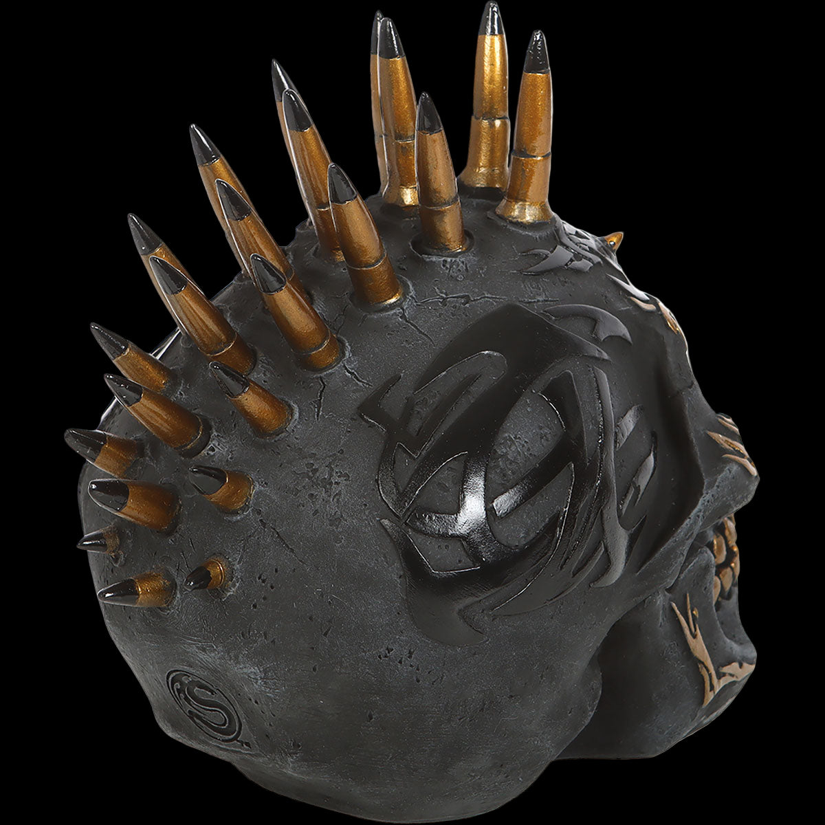 Black & Gold "Desktop Skull" Sculpture - Mainstay Entertainment