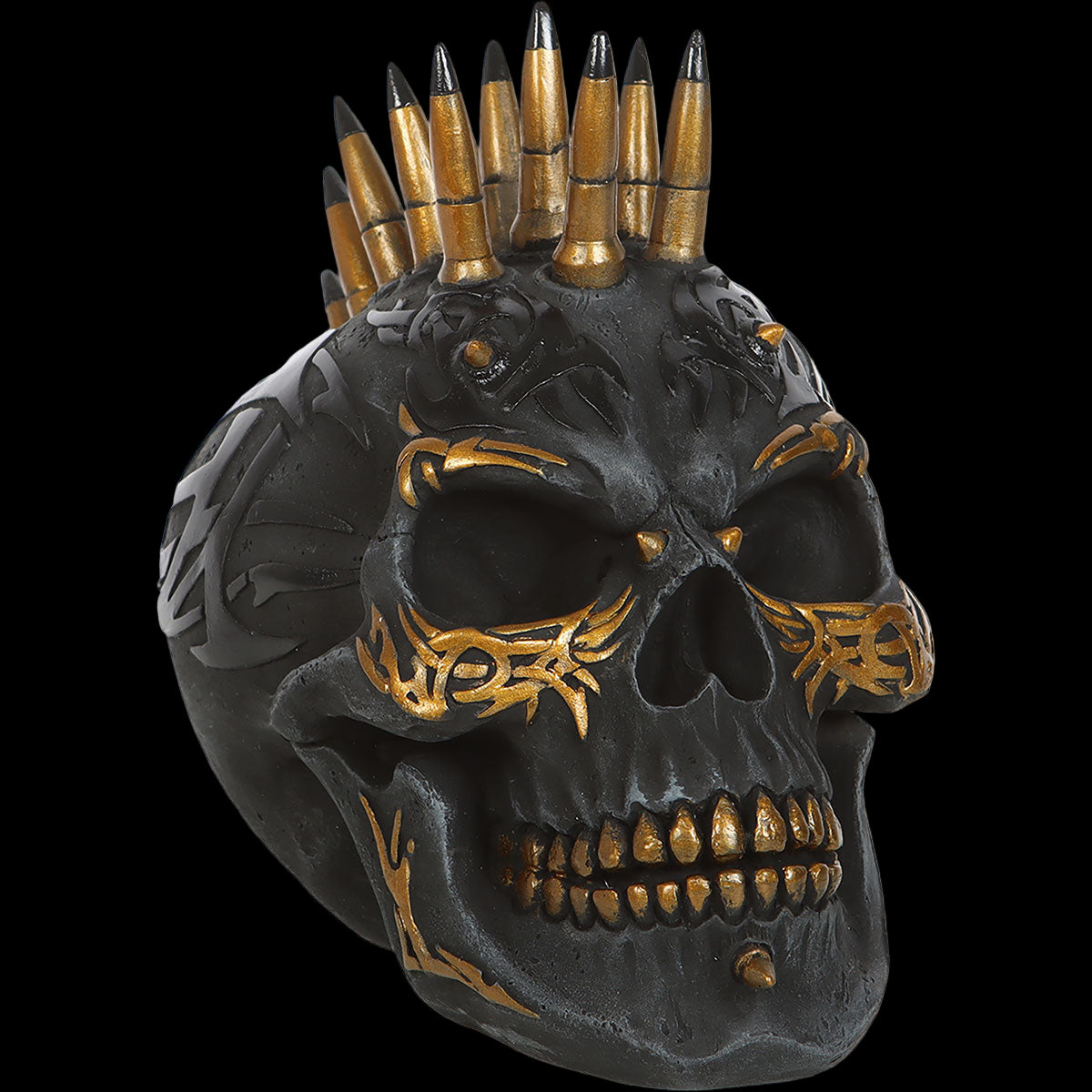 Black & Gold "Desktop Skull" Sculpture - Mainstay Entertainment