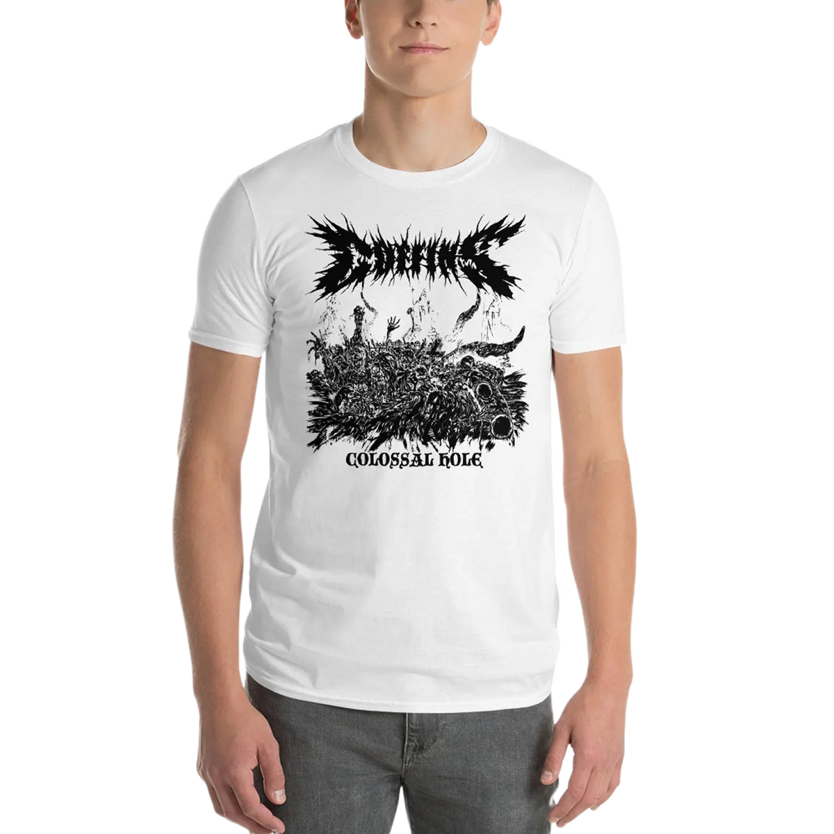 COFFINS - Colossal Hole White T-Shirt Horror Pain Gore Death Productions Shop