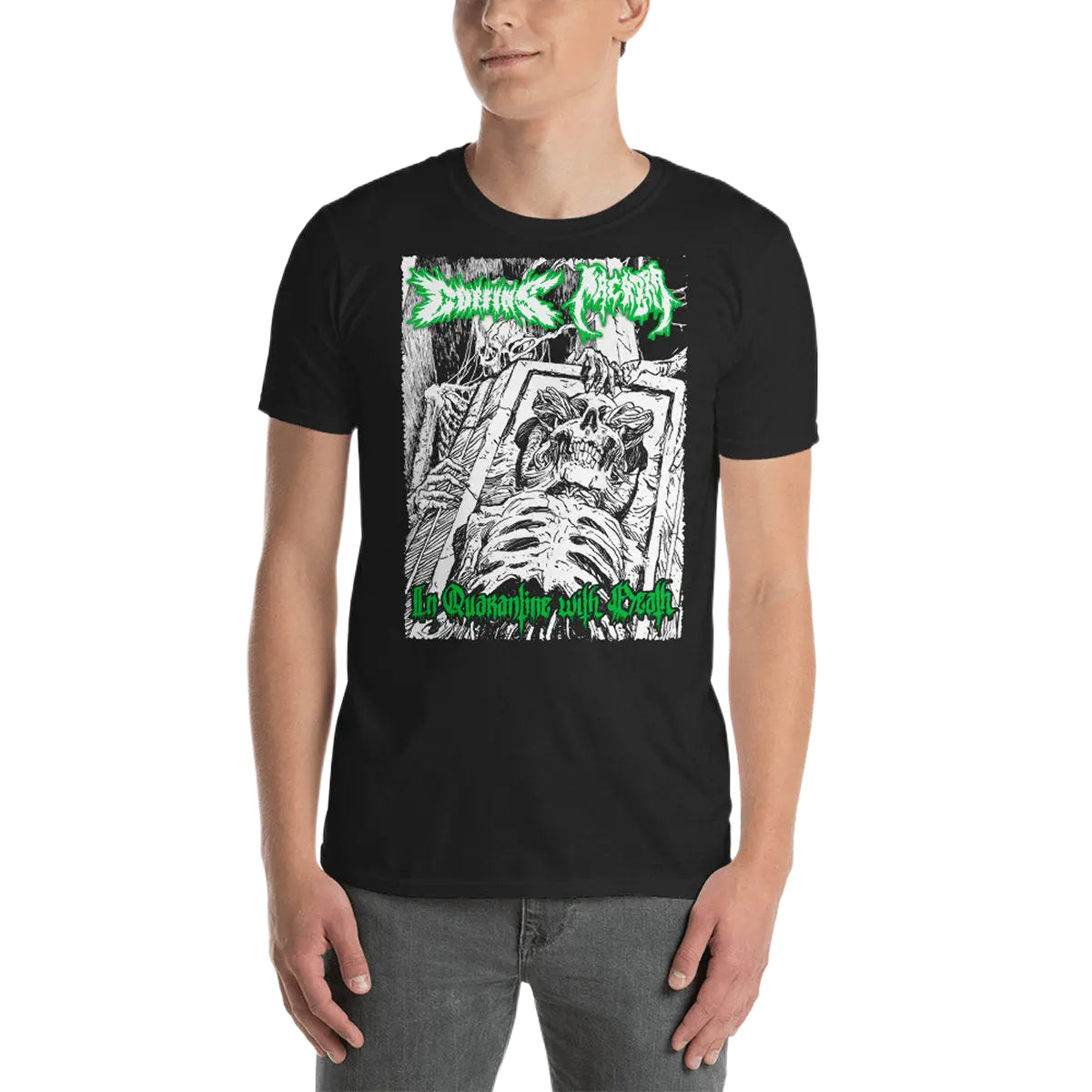 COFFINS / MACABRA - In Quarantine With Death T-Shirt Horror Pain Gore Death Productions Shop