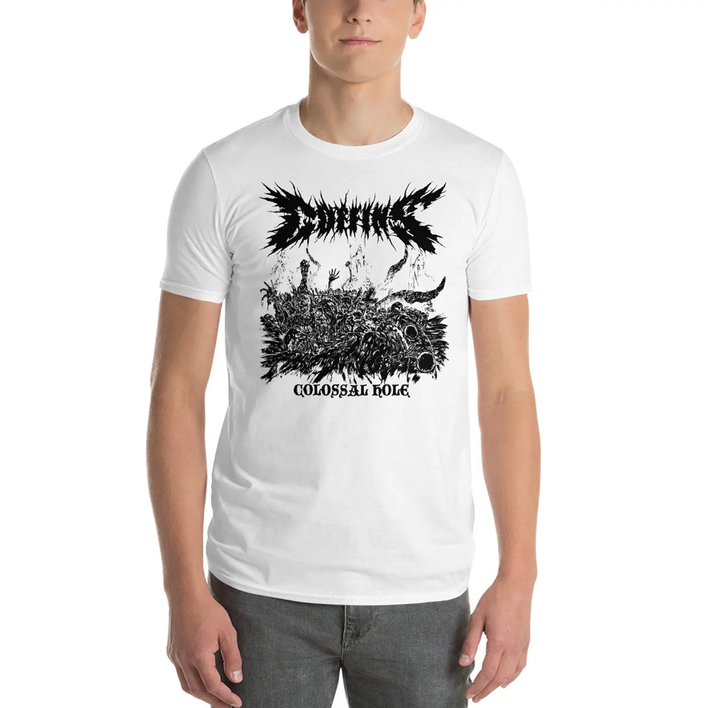 COFFINS - Colossal Hole White T-Shirt Horror Pain Gore Death Productions Shop