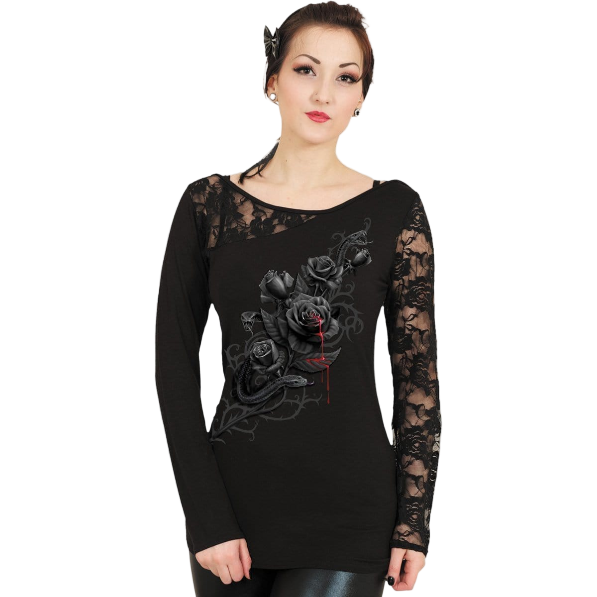 Fatal Attraction "Lace One Shoulder" Long Sleeve Shirt