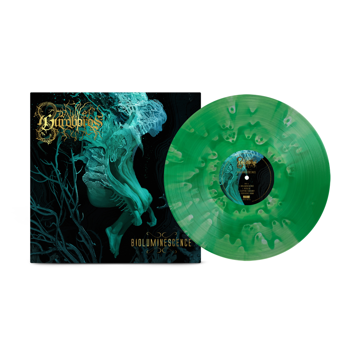 Dawn of Ouroboros - Bioluminescence on Emerald Ghostly + Glow In The Dark Splatter Vinyl Prosthetic Records