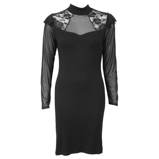 Gothic Elegance "Lace Shoulder Corset" Long Sleeve Dress