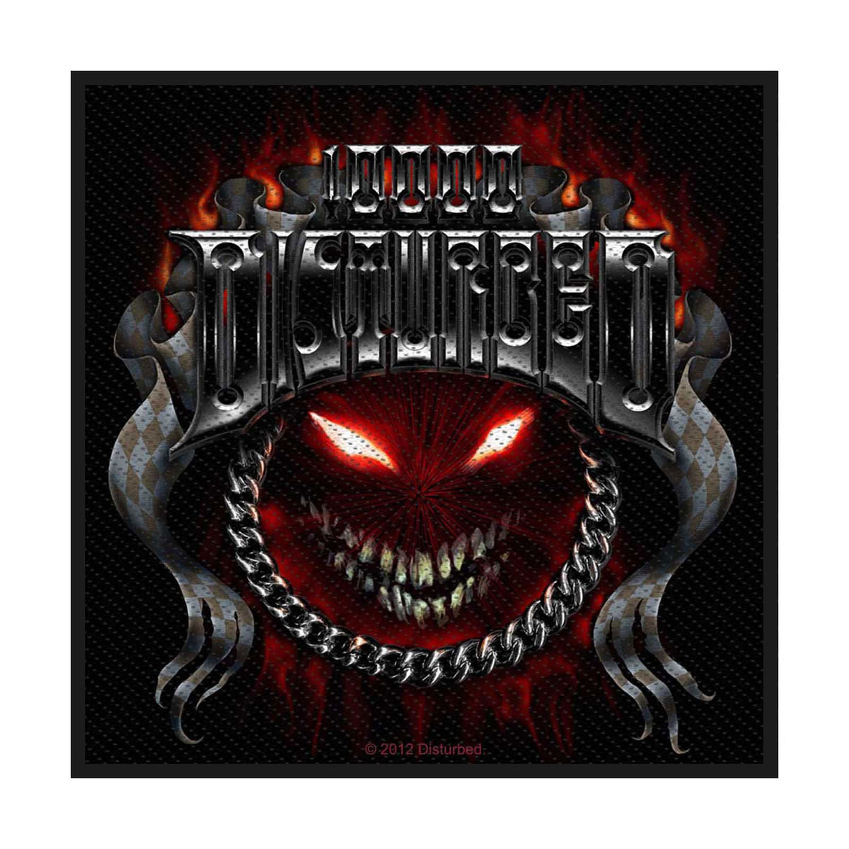 Disturbed Chrome Smile - Patch Woven Sew On Applique Rock Movie Heroes