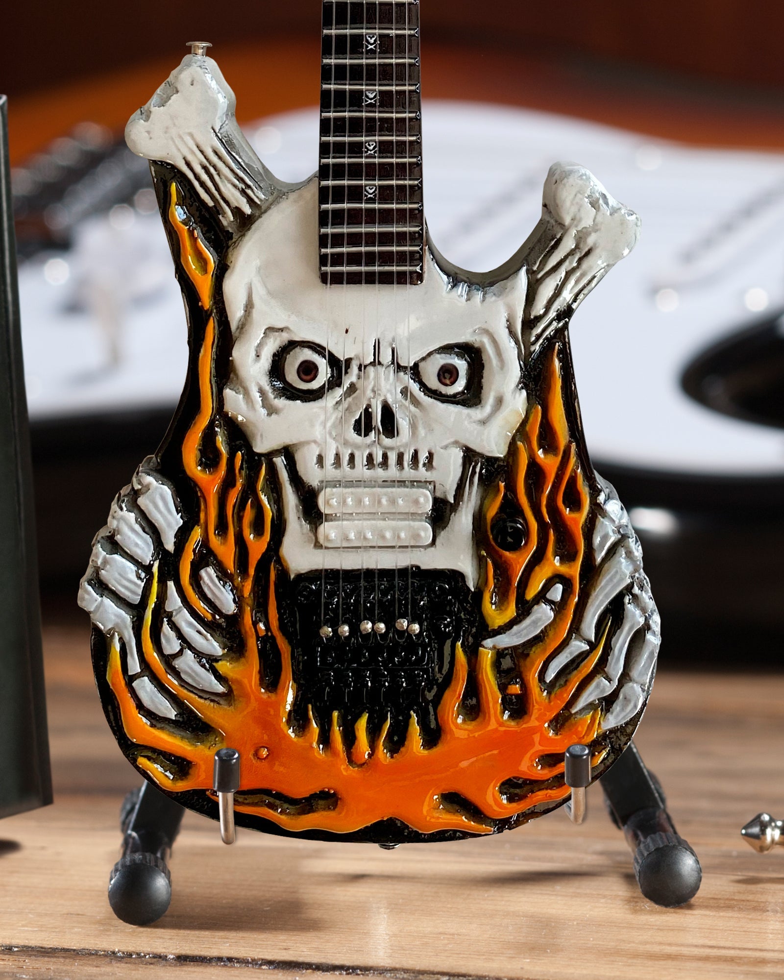Dokken "George Lynch ESP Flaming Skull" Licensed Mini Guitar - Mainstay Entertainment