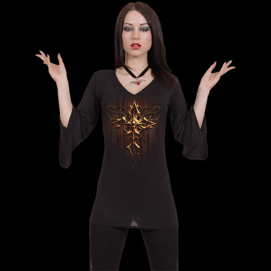Dripping Gold "V Neck Goth Sleeve" Long Sleeve Shirt - Mainstay Entertainment