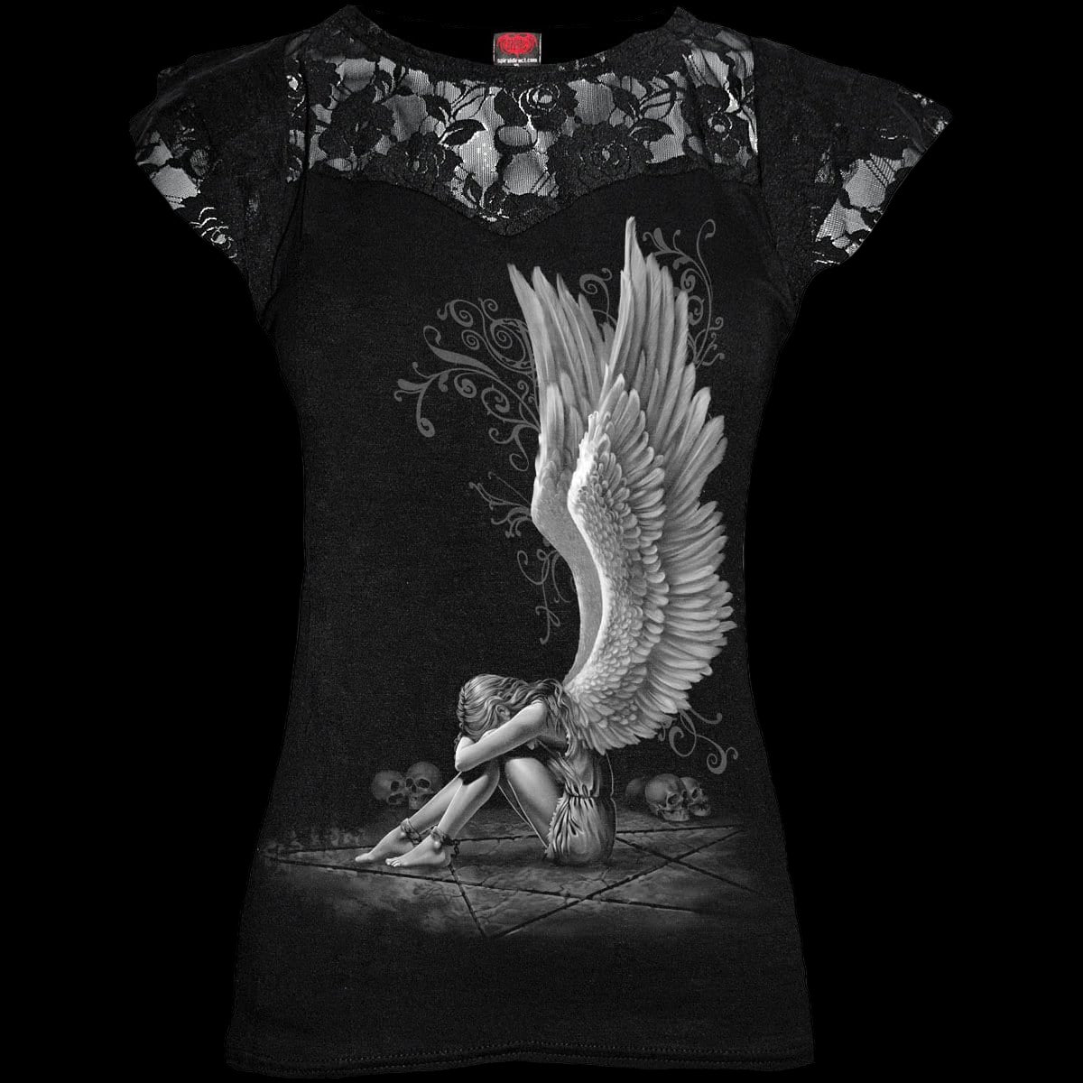 Enslaved Angel "Lace Layered Cap Sleeve" Shirt - Mainstay Entertainment