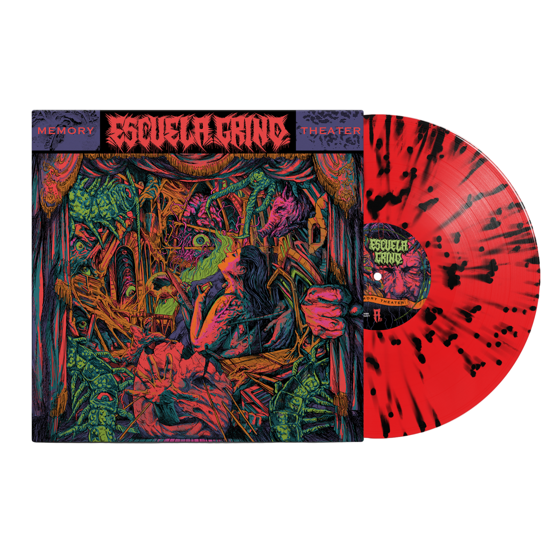 Escuela Grind "Memory Theater" Neon Coral with Splatter Vinyl LP