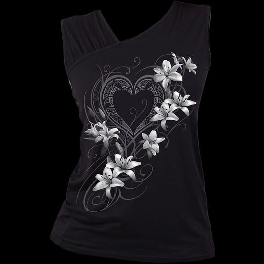 Pure of Heart "Gathered Shoulder Slant" Vest Tank