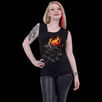 Flaming Rose "Gathered Shoulder Slant" Vest Tank - Mainstay Entertainment