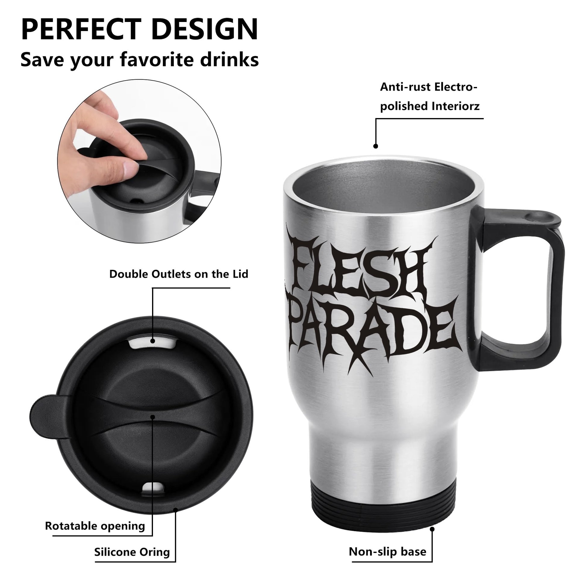 Flesh Parade "Classic Logo" 14 oz. Travel Mug - Mainstay Entertainment