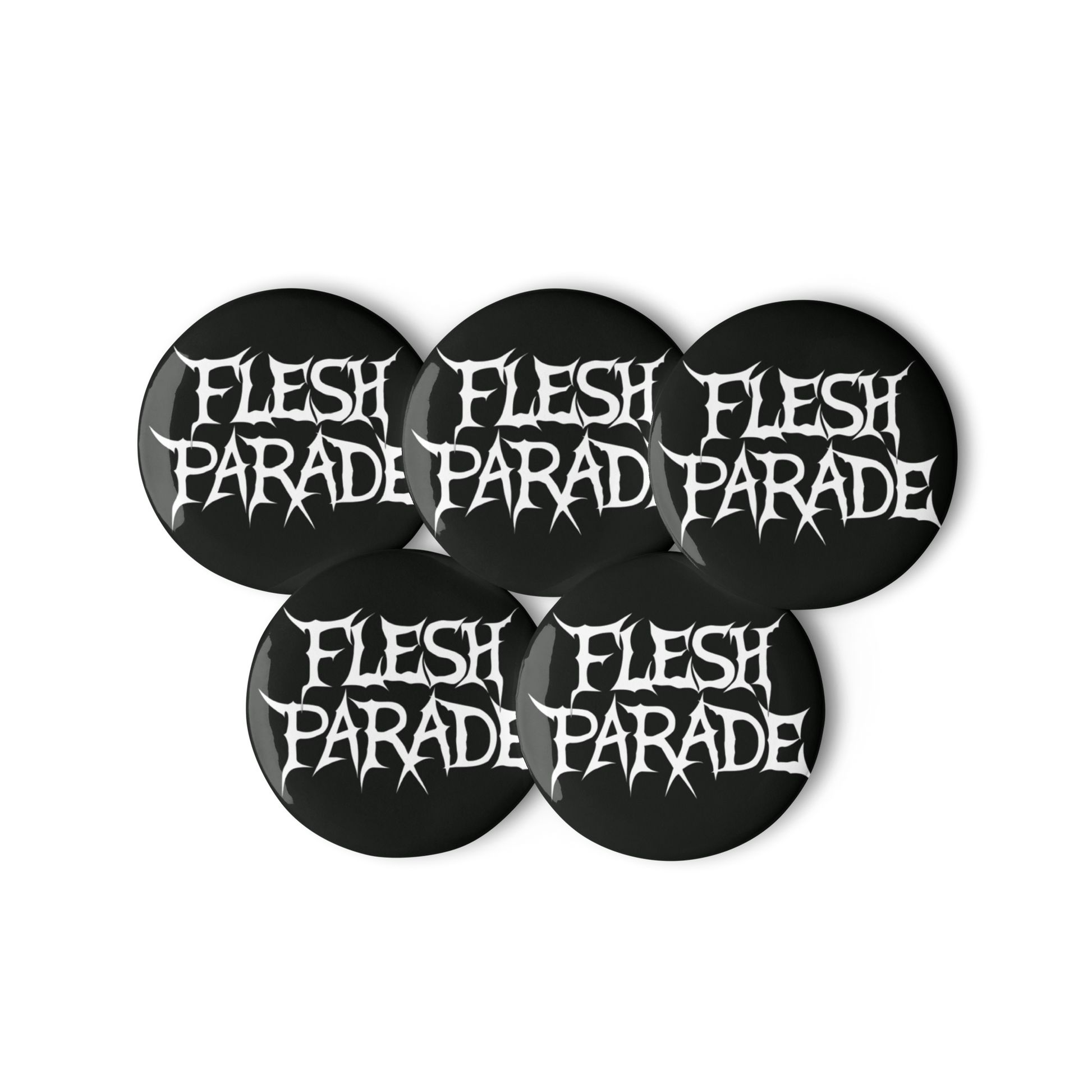 Flesh Parade "Classic Logo" Set of (5) Buttons - Mainstay Entertainment