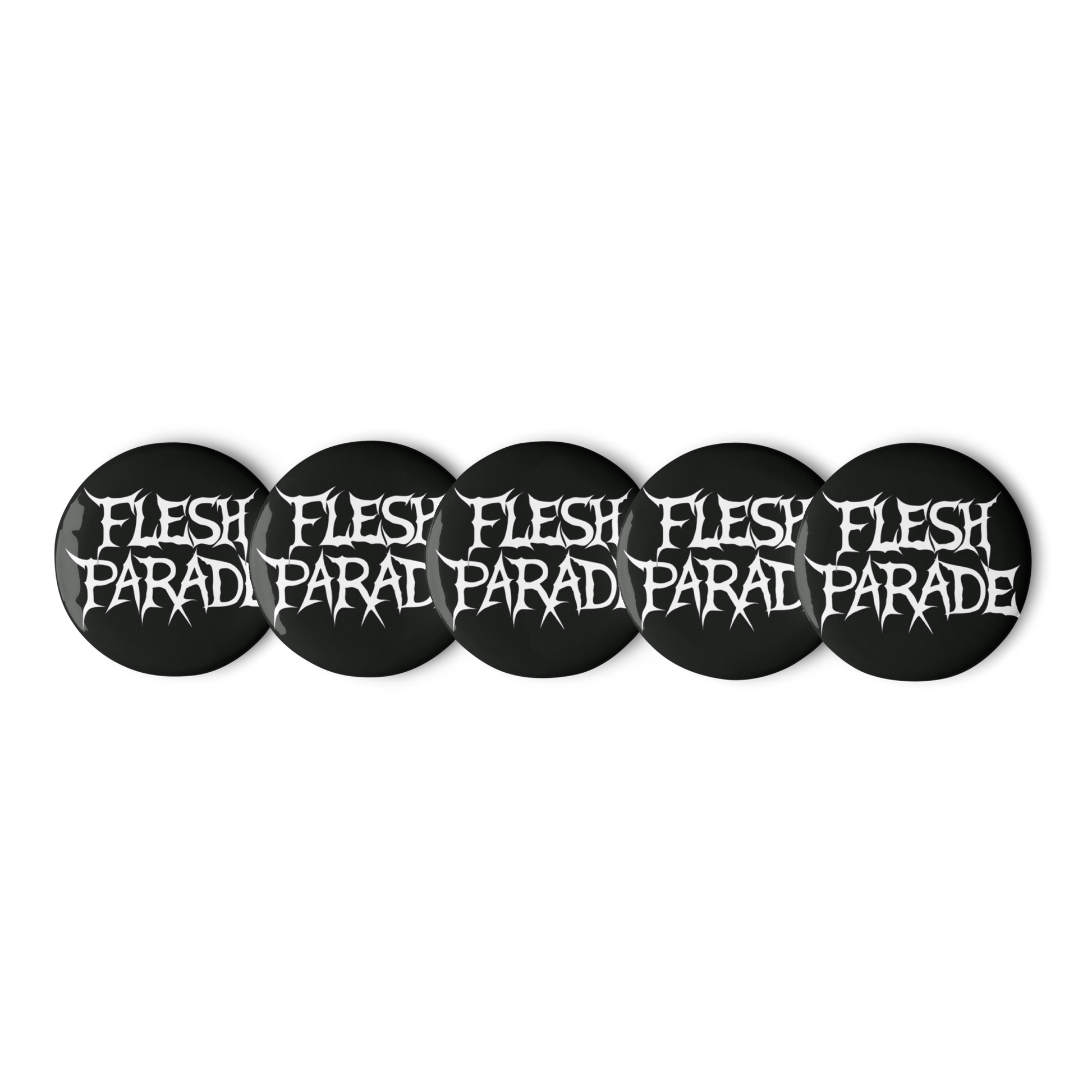 Flesh Parade "Classic Logo" Set of (5) Buttons - Mainstay Entertainment