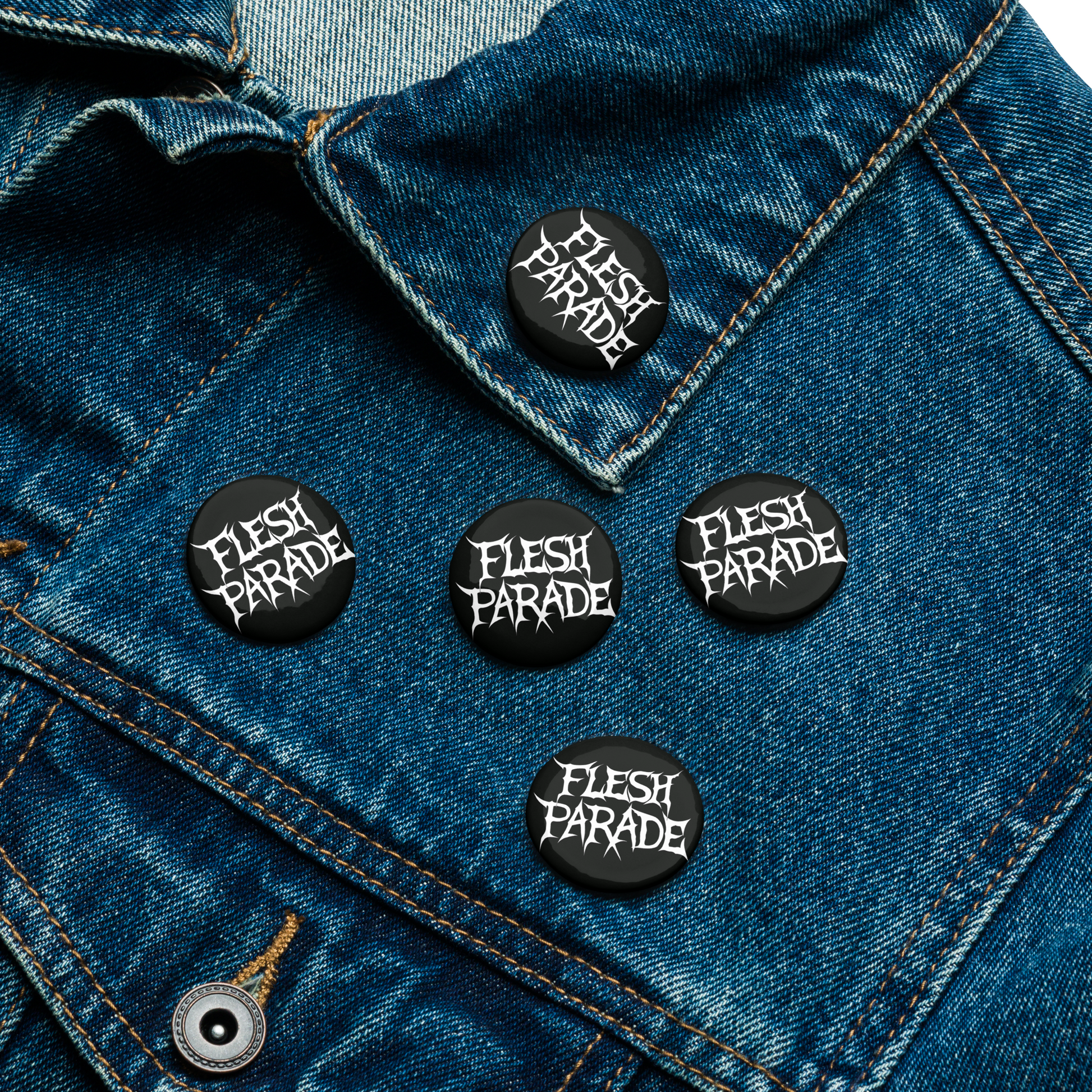 Flesh Parade "Classic Logo" Set of (5) Buttons - Mainstay Entertainment