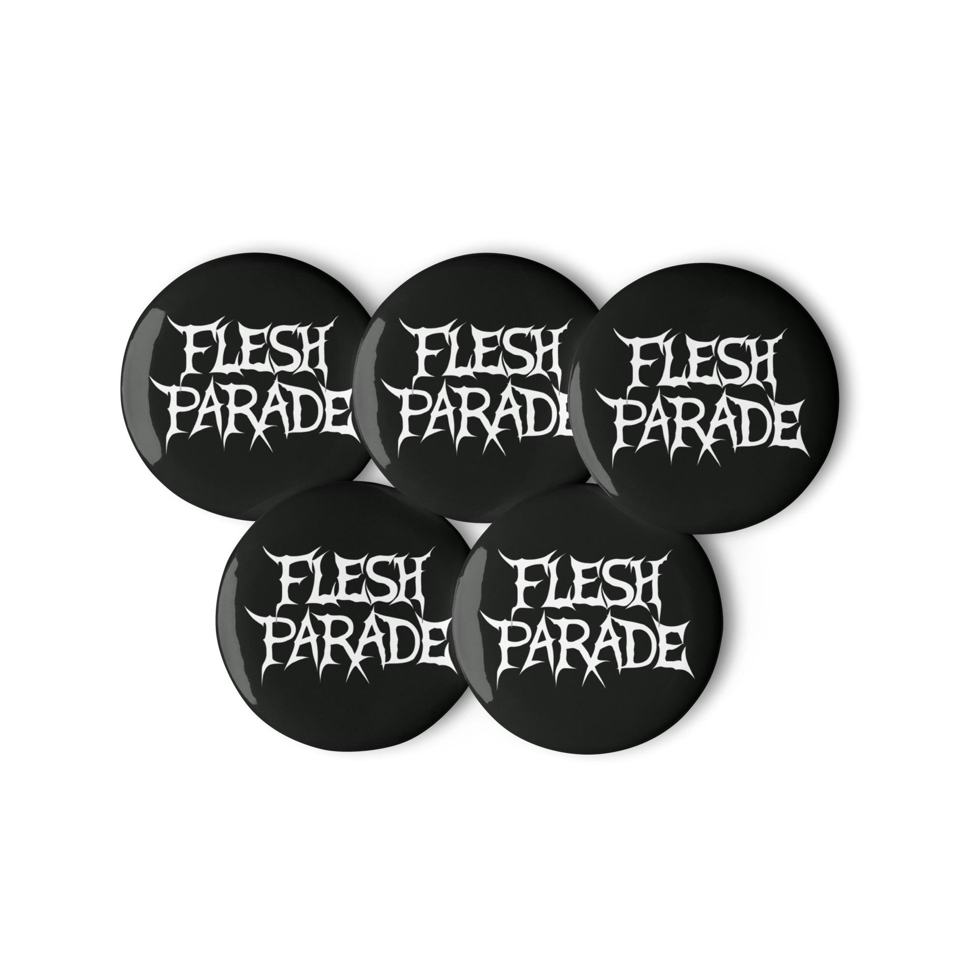 Flesh Parade "Classic Logo" Set of (5) Buttons - Mainstay Entertainment