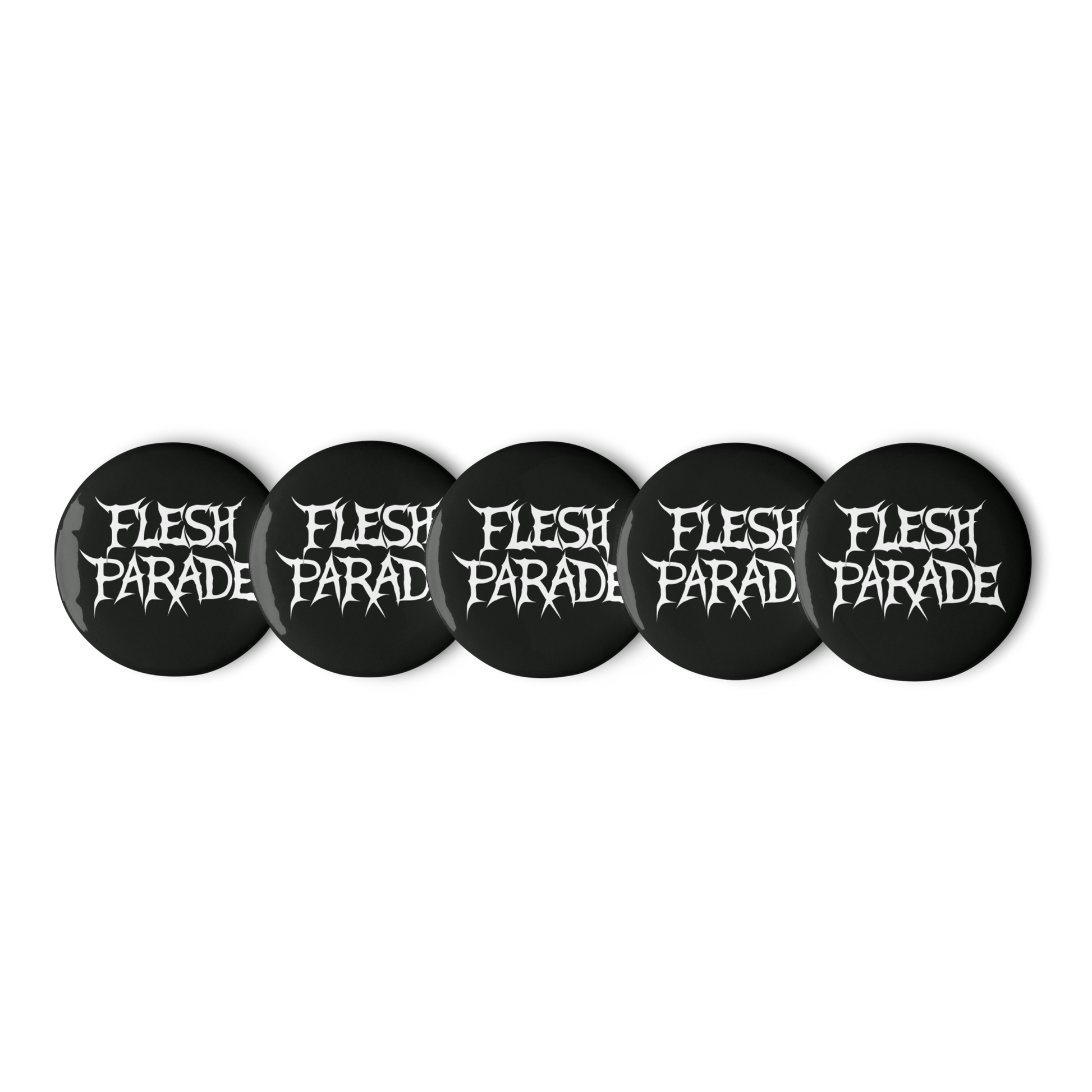 Flesh Parade "Classic Logo" Set of (5) Buttons - Mainstay Entertainment