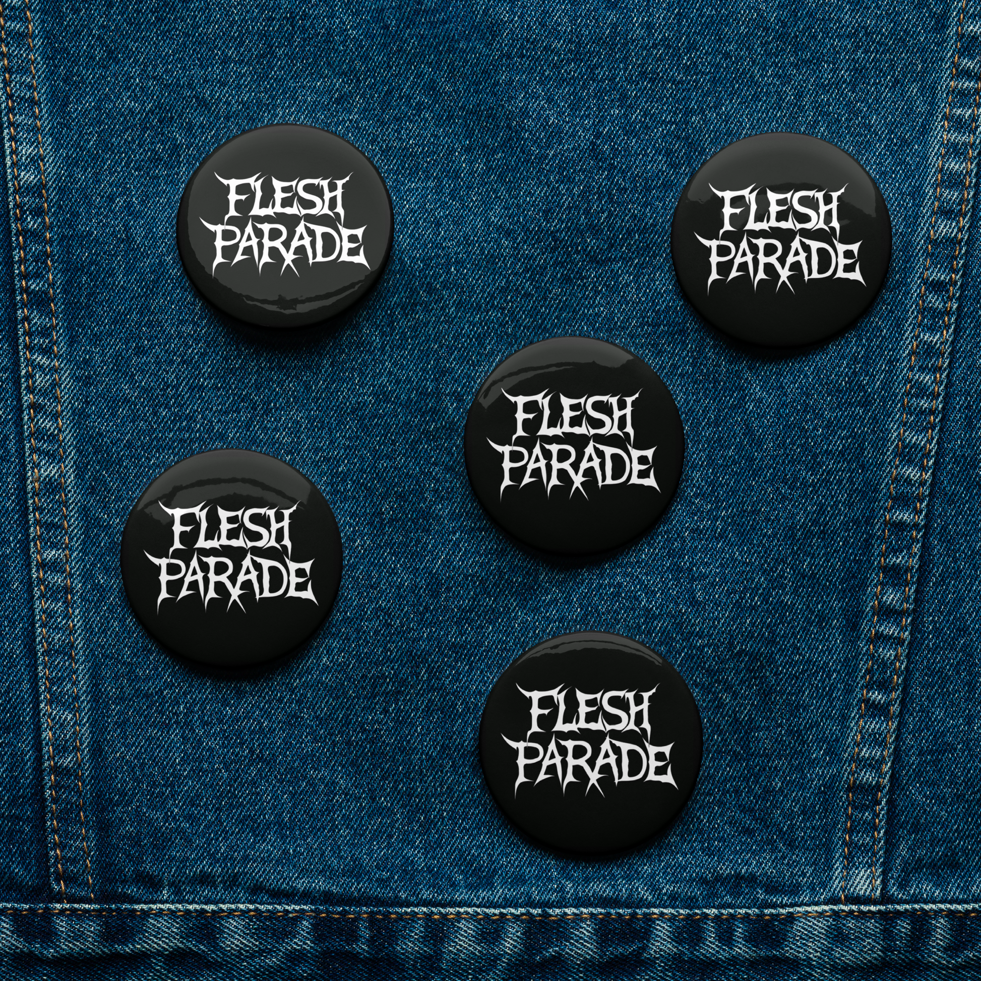 Flesh Parade "Classic Logo" Set of (5) Buttons - Mainstay Entertainment