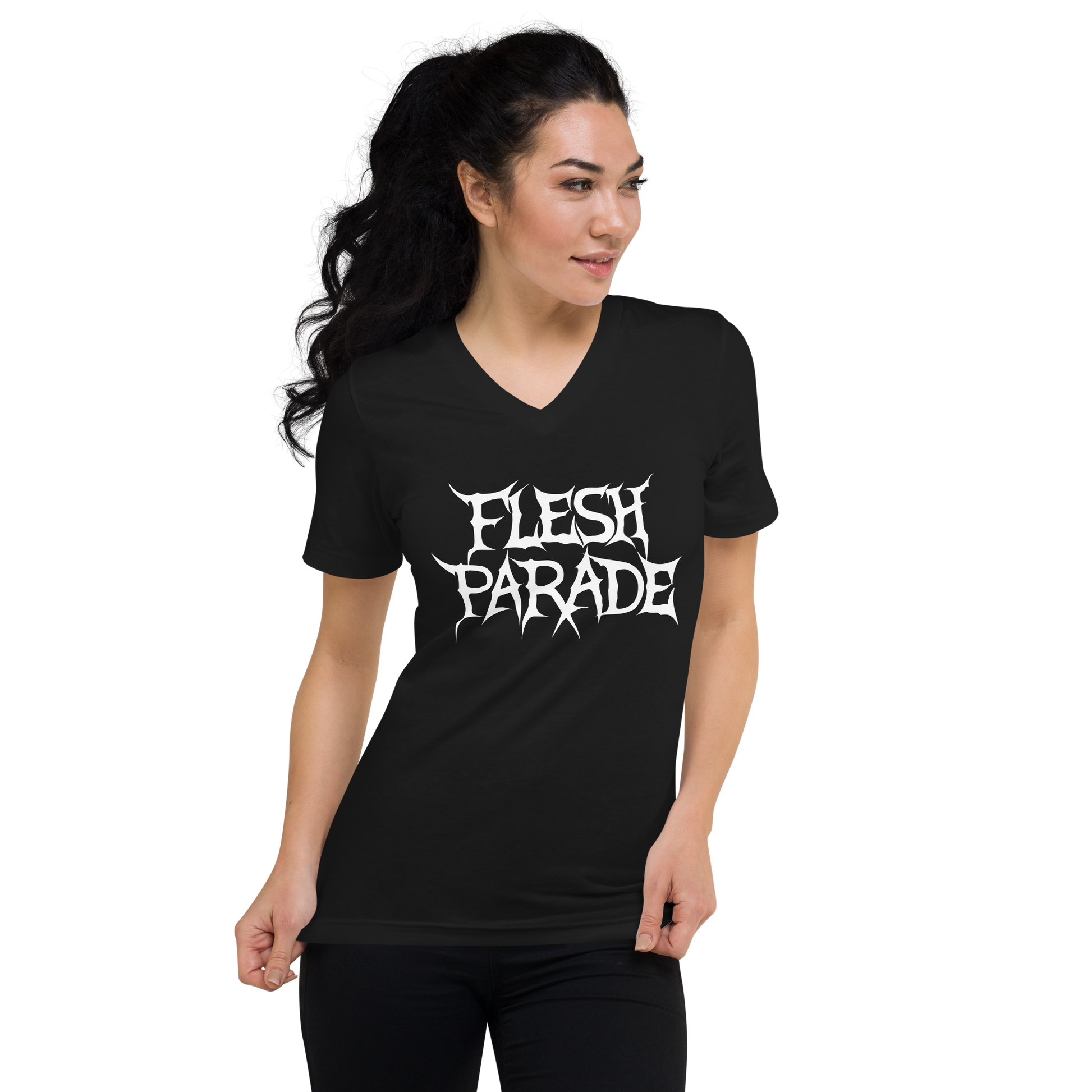 Flesh Parade "Classic Logo" Women's V-Neck Shirt - Mainstay Entertainment