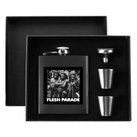 Flesh Parade "Kill Whitey" 7oz. Hip Flask Black Stainless Steel Set - Mainstay Entertainment