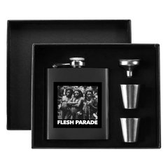 Flesh Parade "Kill Whitey" 7oz. Hip Flask Black Stainless Steel Set