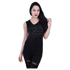 AC/DC "Tribal" Gathered Shoulder Slant Tank