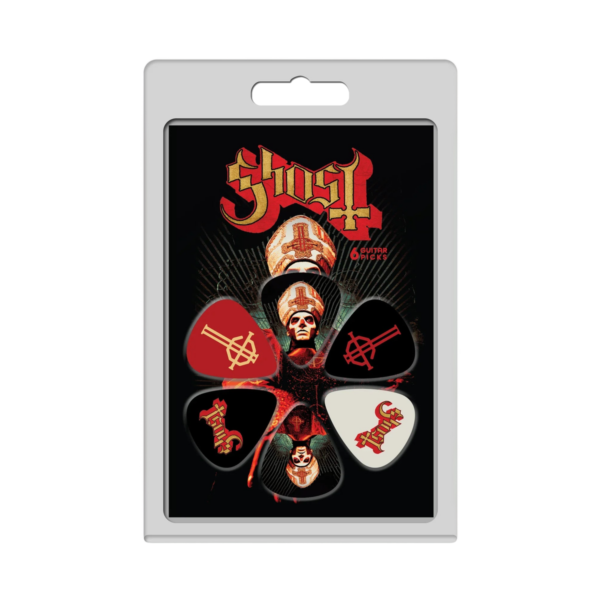 Ghost "Papa Emeritus III, Logo & Grucifix" 6 Pack of Guitar Picks Revolver Magazine