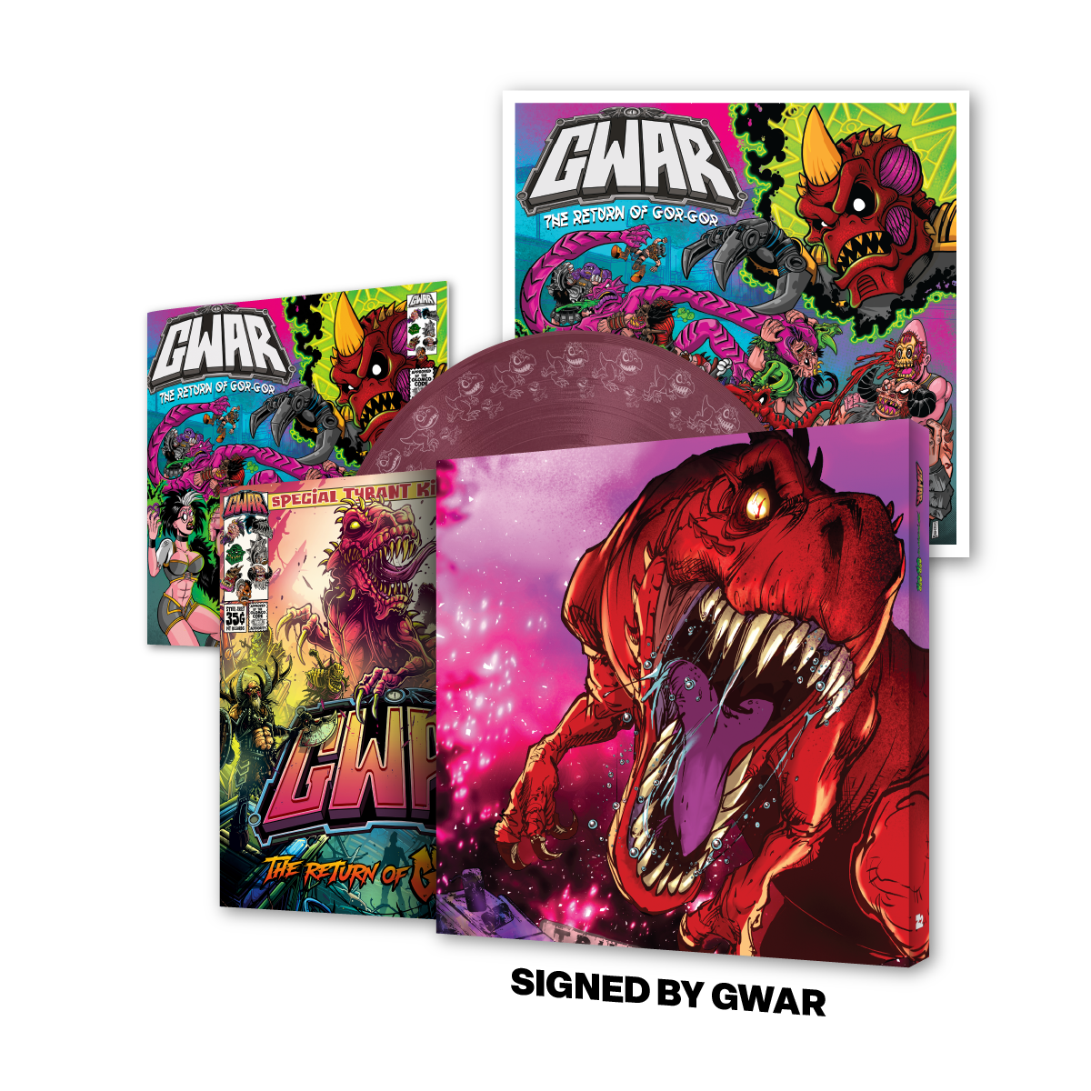 GWAR "The Return of Gor Gor" [Signed Platinum Edition Comic Book + Vinyl LP] (Limited Edition Fruit Punch) - Mainstay Entertainment